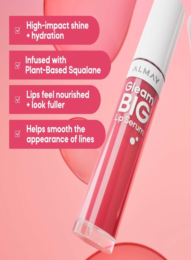 Almay Gleam Big Lip Serum, Hydrating and Moisturizing, Hypoallergenic Lip Gloss, Non-Sticky, 100 Positively Pink, 0.13 fl oz - Image 3